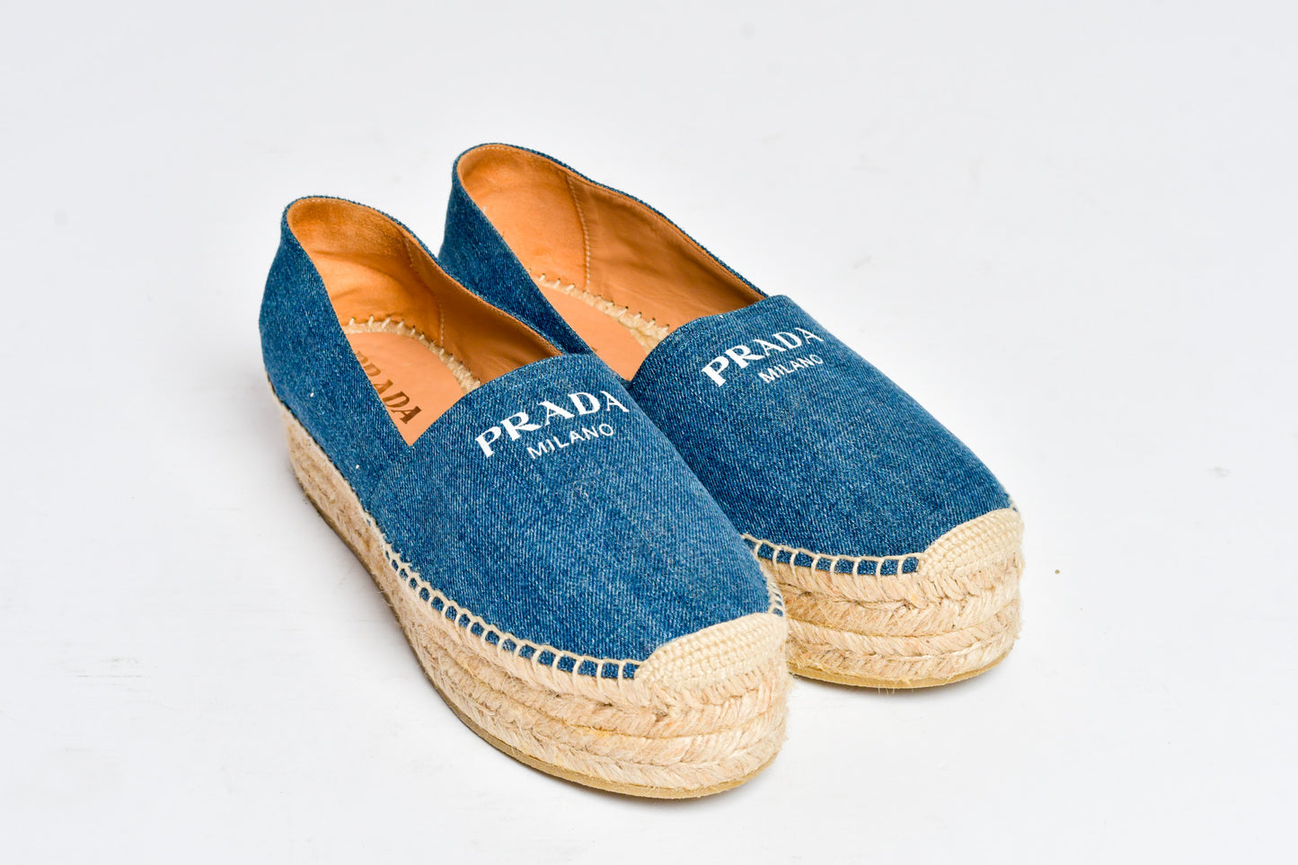 PRADA Printed Whipstitch Trim Espadrilles
