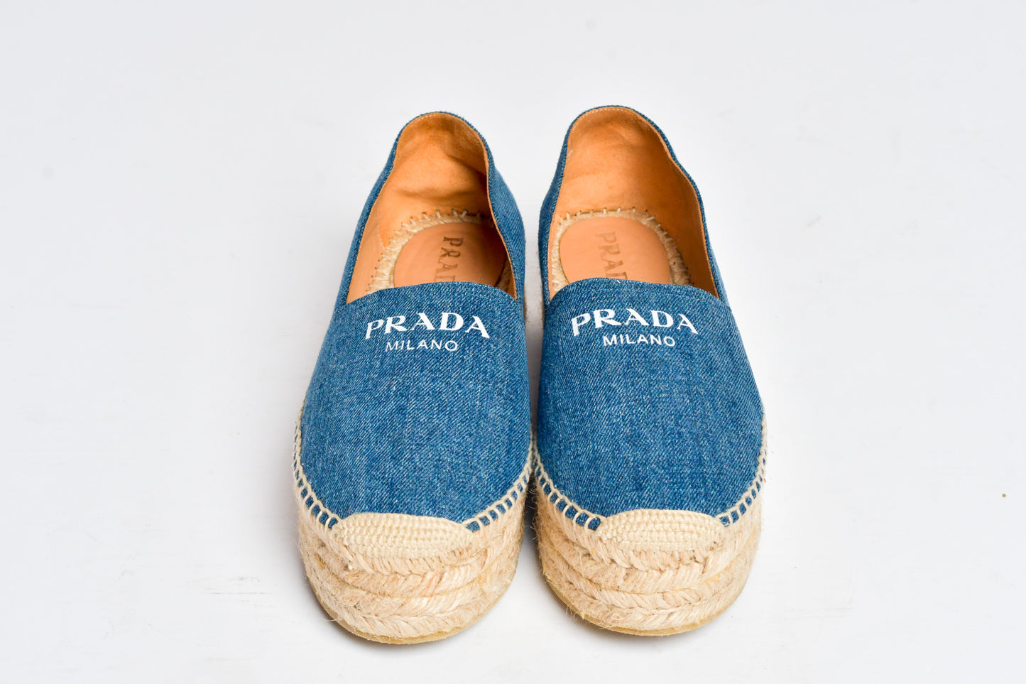 PRADA Printed Whipstitch Trim Espadrilles