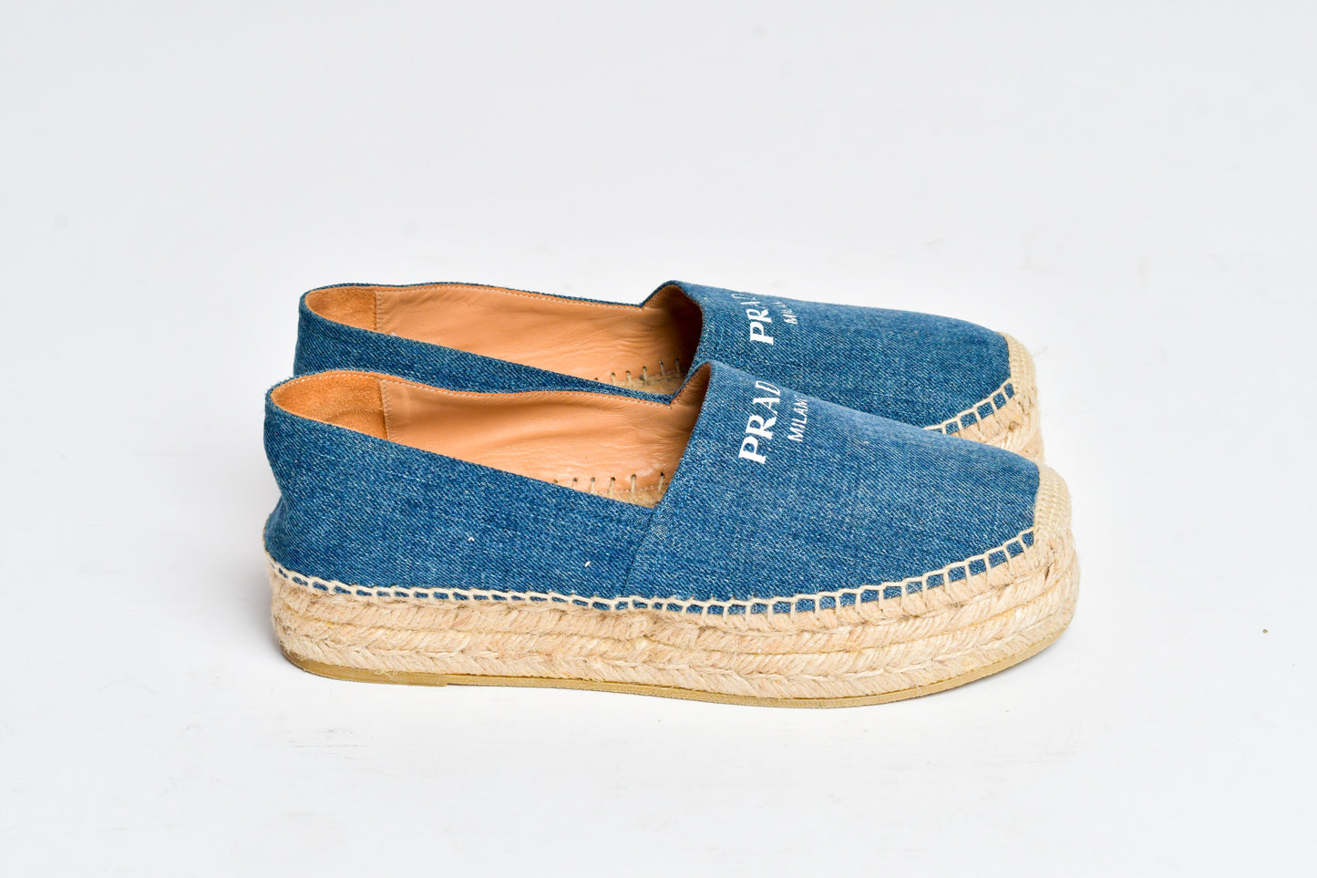 PRADA Printed Whipstitch Trim Espadrilles