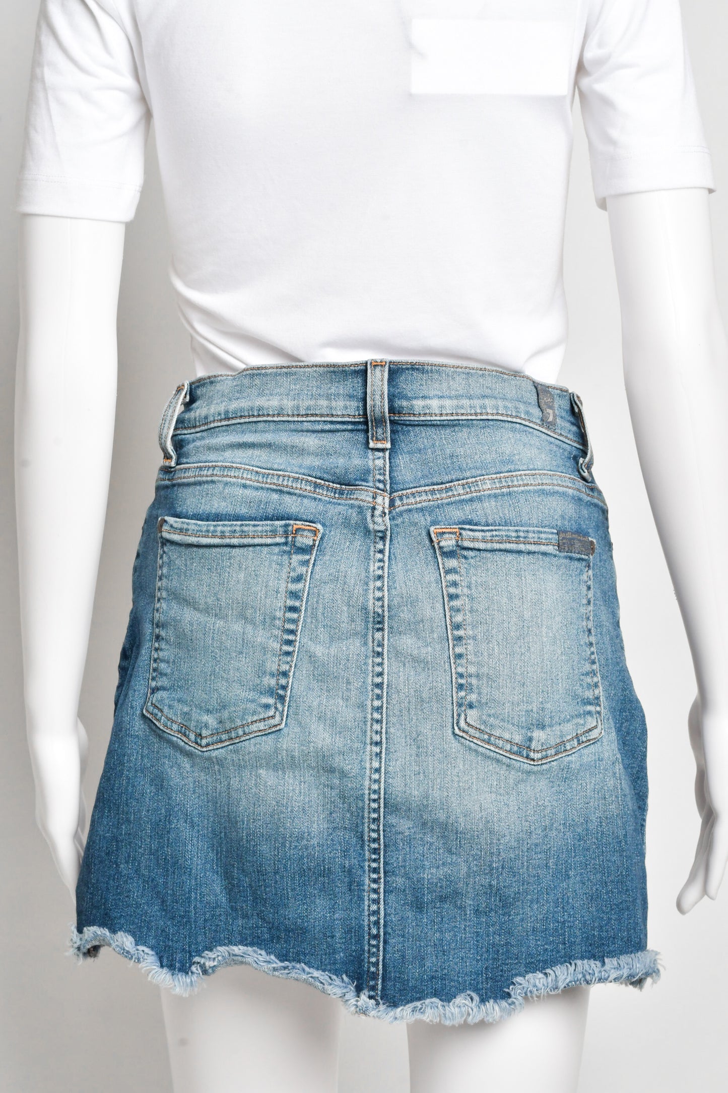 7 for all mankind - Denim Frayed Hem Mini Skirt