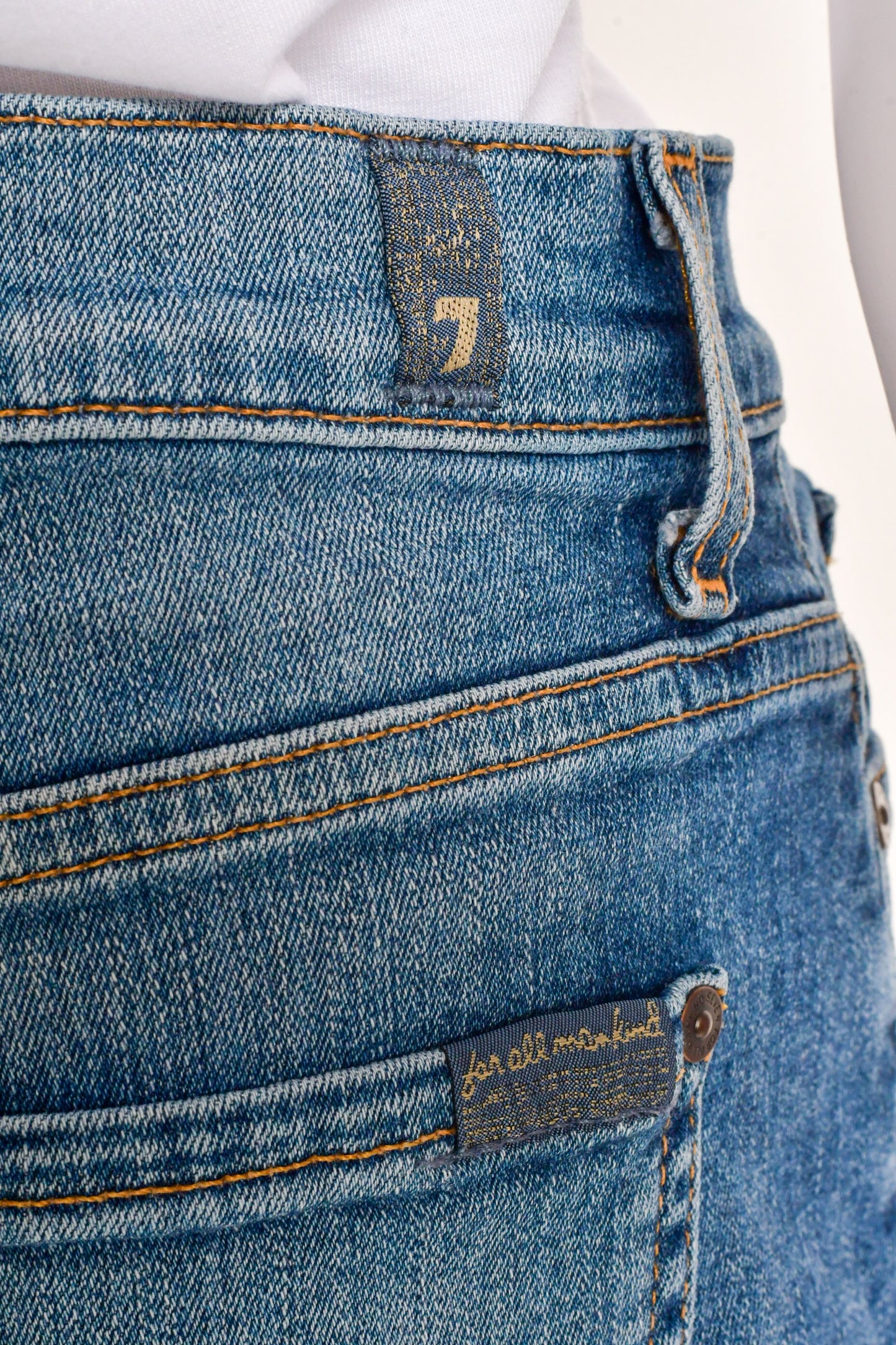 7 for all mankind - Denim Frayed Hem Mini Skirt