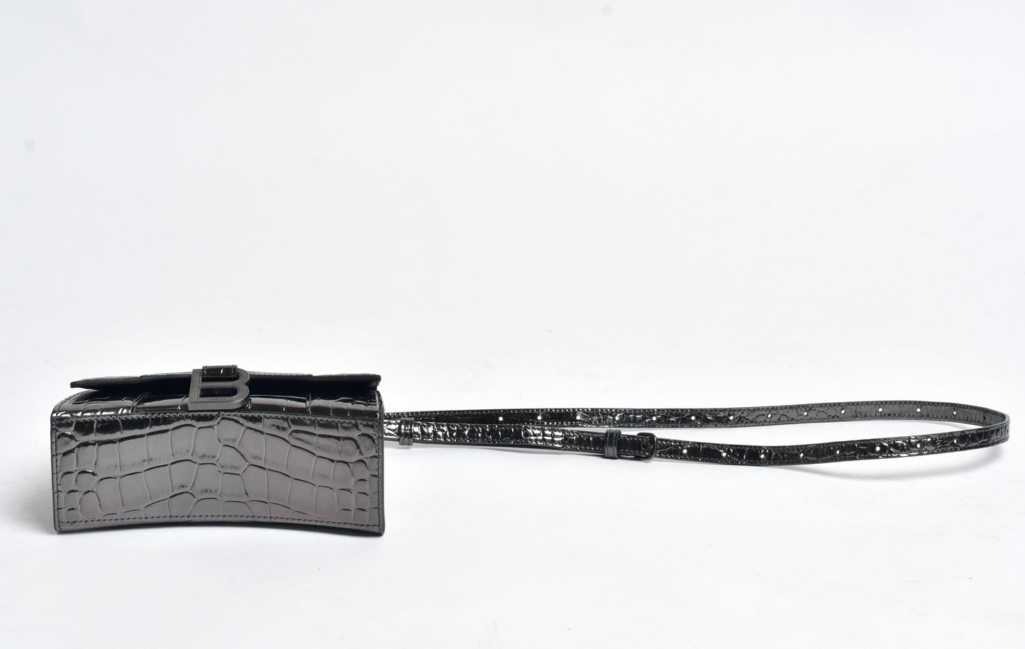 Balenciaga HOURGLASS XS metallized crocodile handbag