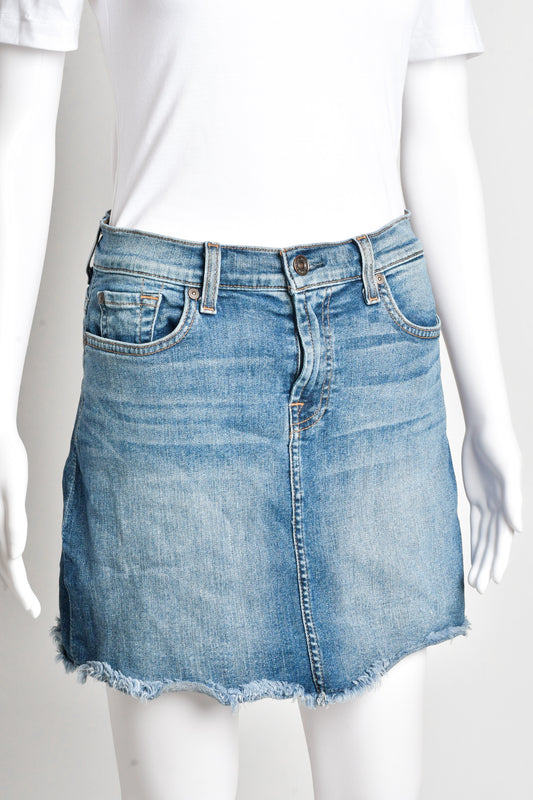 7 for all mankind - Denim Frayed Hem Mini Skirt