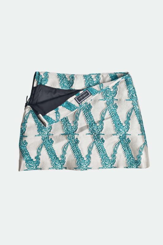Versace- All Over Logo Metallic Mini Skirt